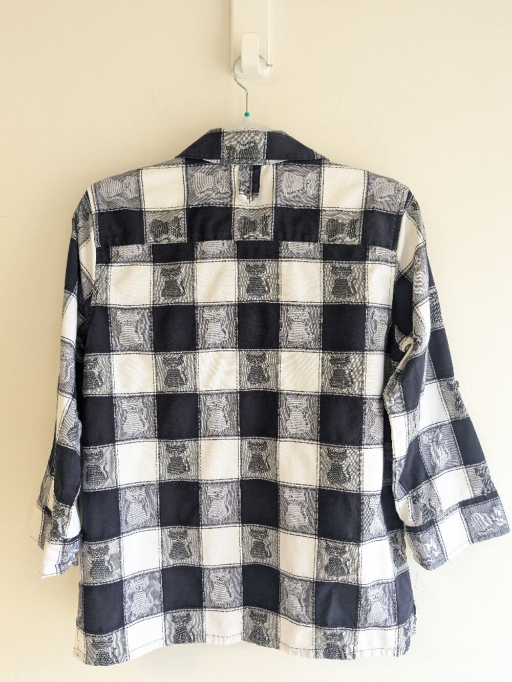 Carroll Reed Checkerboard Cat Print Button Down Top - Picture 5 of 8